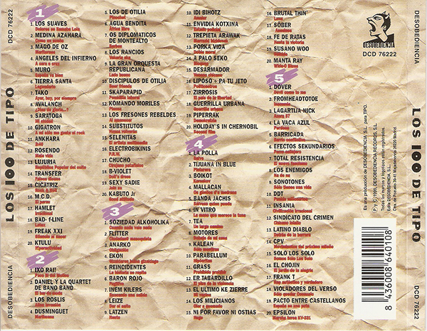 100 Los 100 De Tipo vol 1 Tracklist